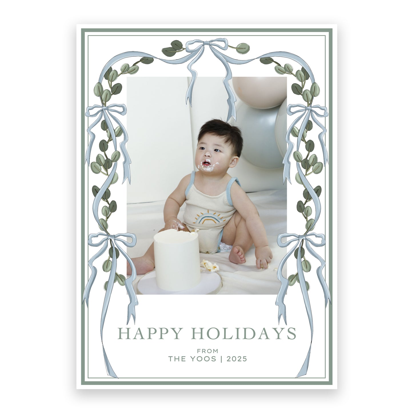 FRENCH BLUE BOW GARLAND DIGITAL TEMPLATE