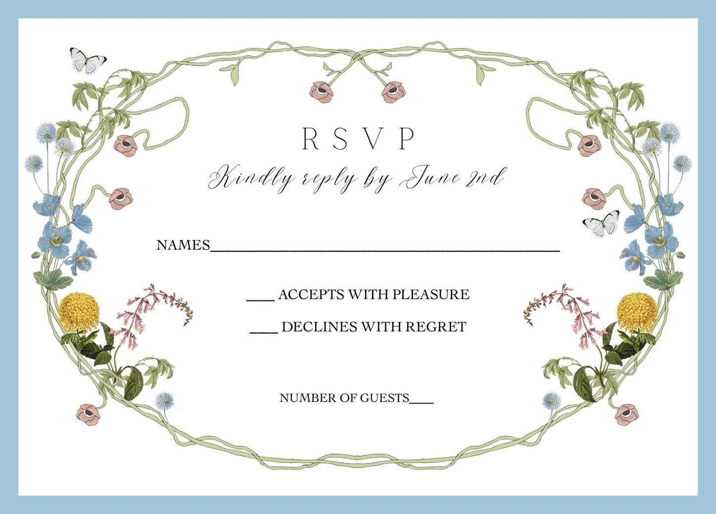 WILD FLOWER GARDEN INVITATION DIGITAL TEMPLATE