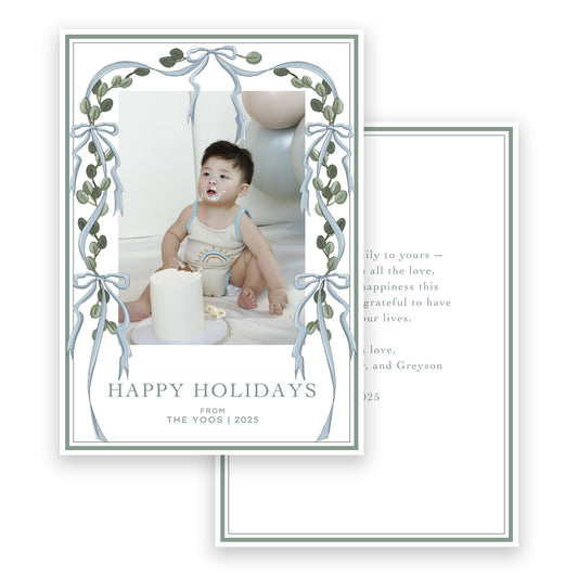 FRENCH BLUE BOW GARLAND DIGITAL TEMPLATE