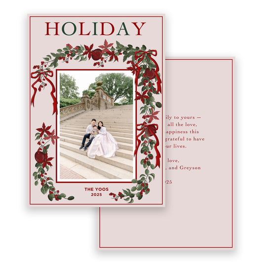 RED BOW GARLAND DIGITAL TEMPLATE